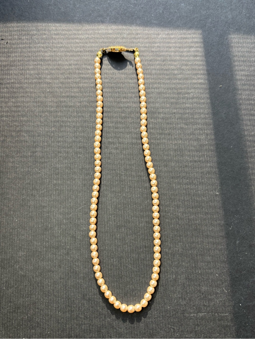 Faux Champagne Pearl Strand Necklace with Gold Clasp